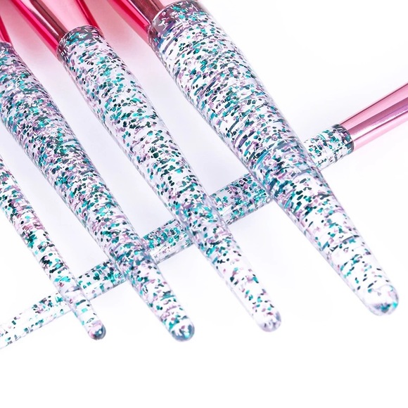 10 piece Blue & Purple Glitter Makeup Brushes Set - Picture 3 of 3